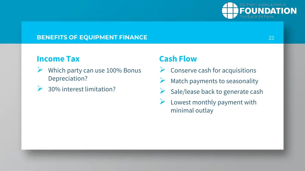 benefits of equipment finance