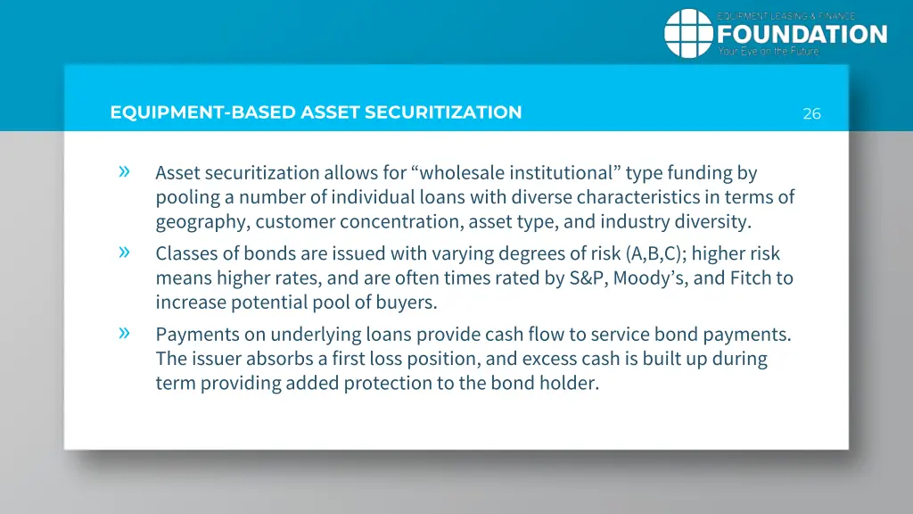 equipment based asset securitization