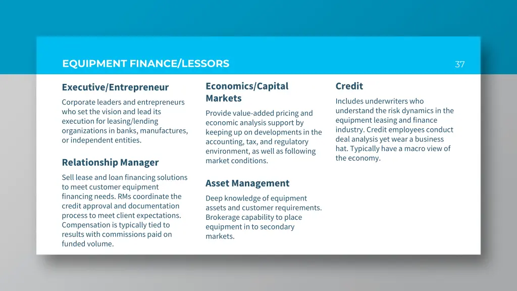 equipment finance lessors