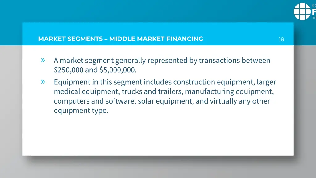 market segments middle market financing