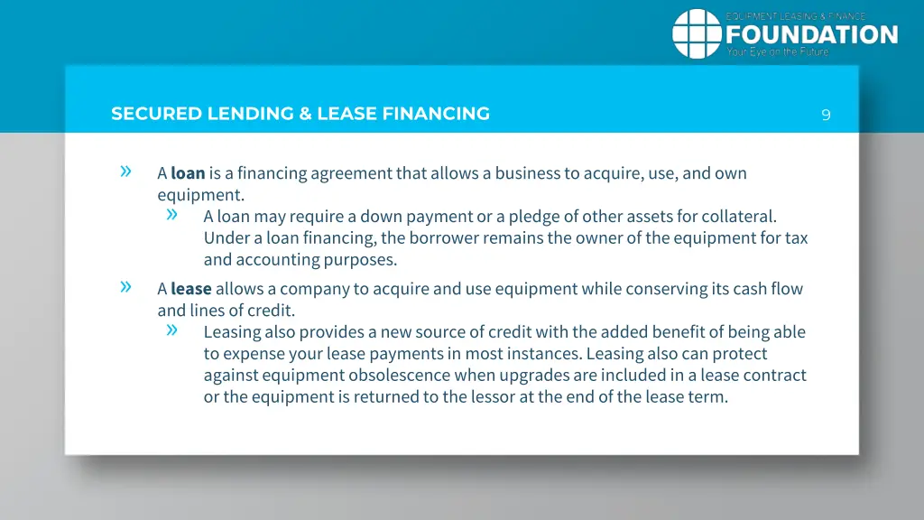 secured lending lease financing