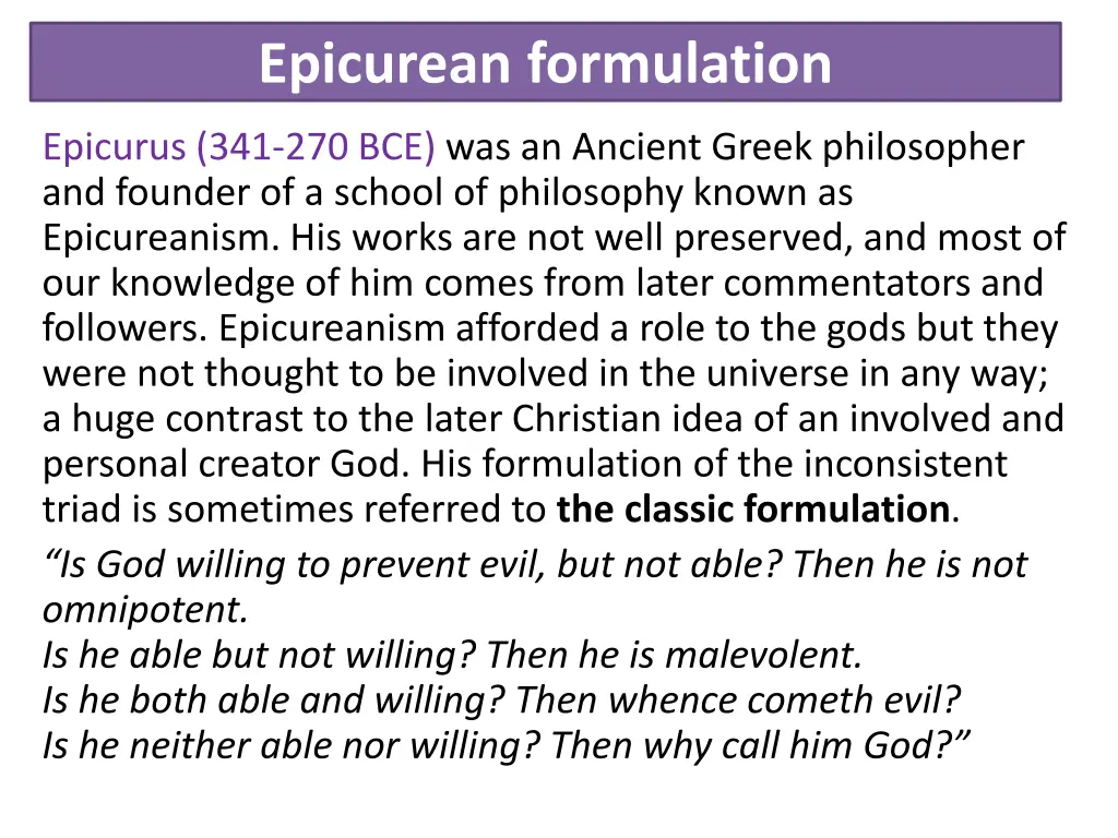 epicurean formulation