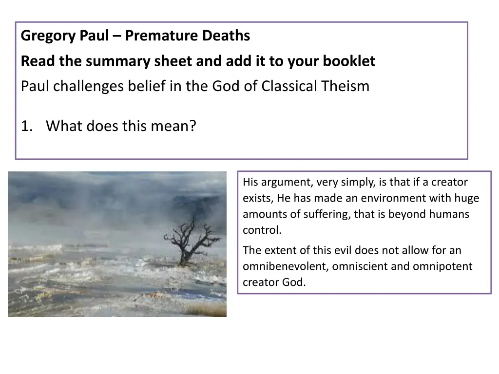 gregory paul premature deaths