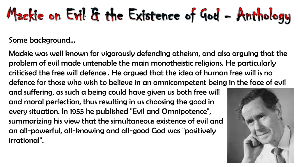 mackie on evil the existence of god mackie 1