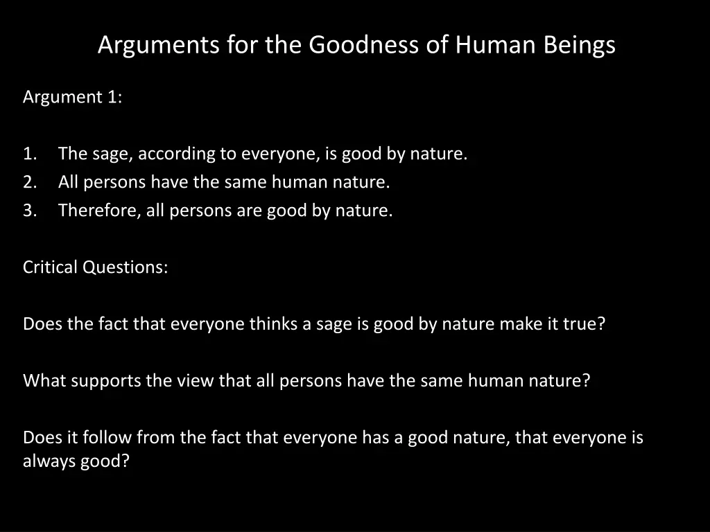 arguments for the goodness of human beings