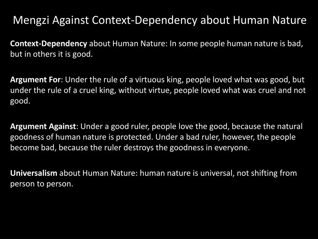 mengzi against context dependency about human