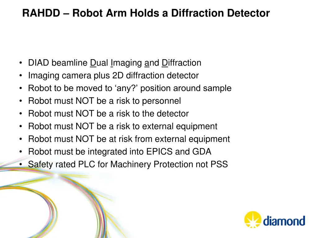 rahdd robot arm holds a diffraction detector