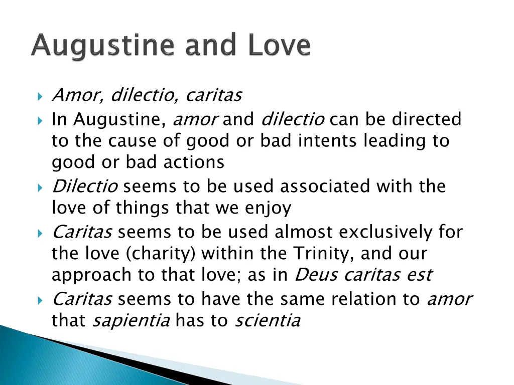 amor dilectio caritas in augustine amor