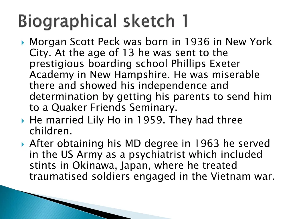 morgan scott peck was born in 1936 in new york