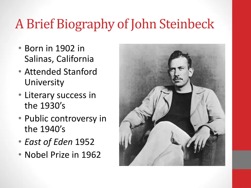 a brief biography of john steinbeck