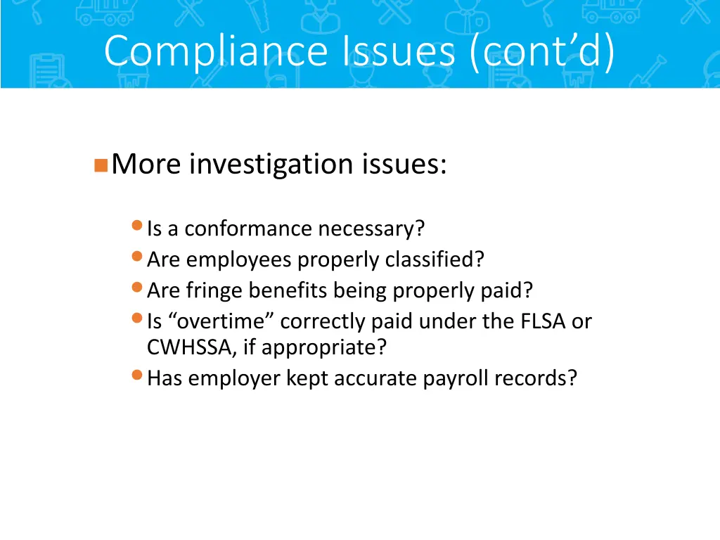 compliance issues cont d