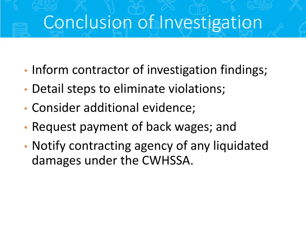 conclusion of investigation