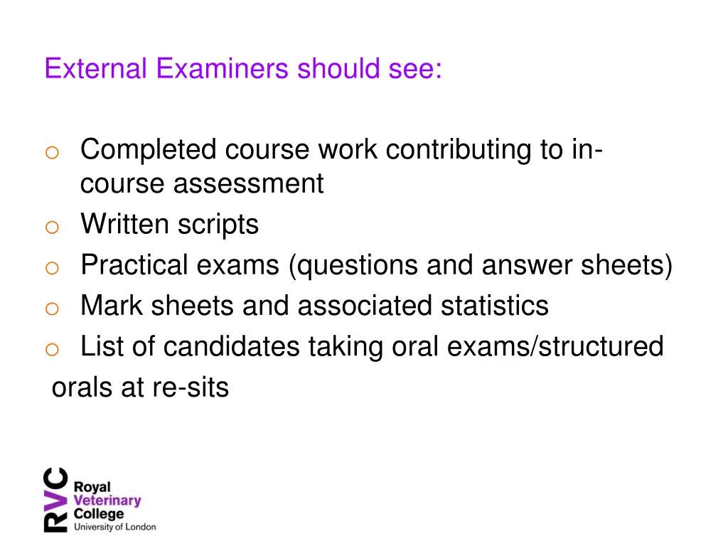 external examiners should see