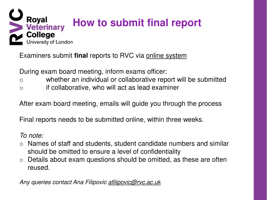 how to submit final report