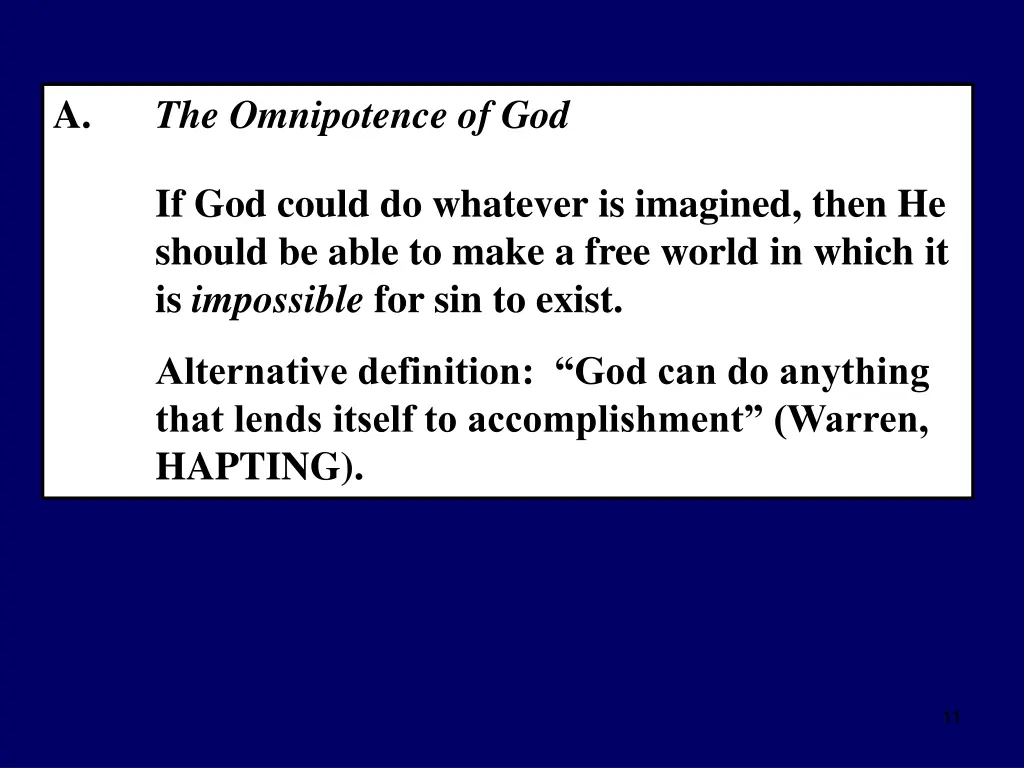 a the omnipotence of god