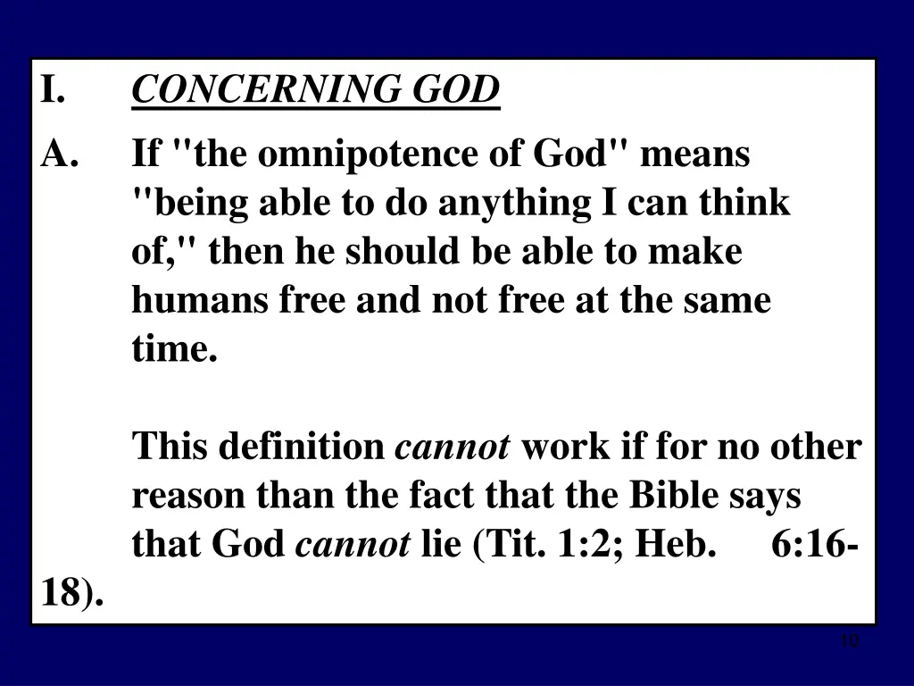 concerning god if the omnipotence of god means