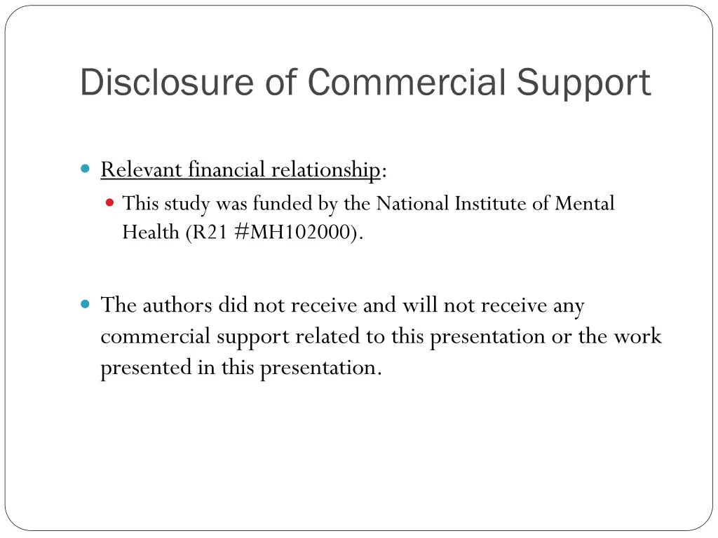 disclosure of commercial support