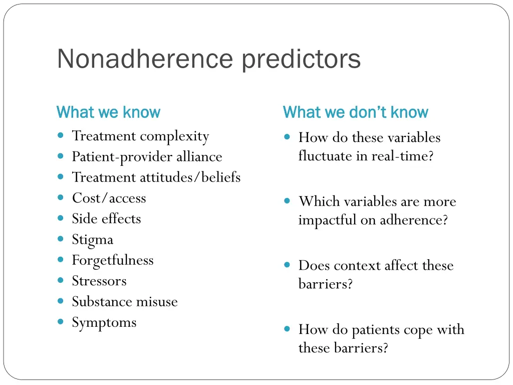 nonadherence predictors