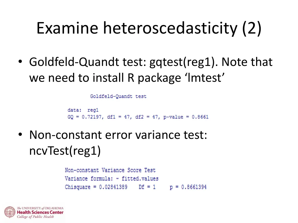 examine heteroscedasticity 2