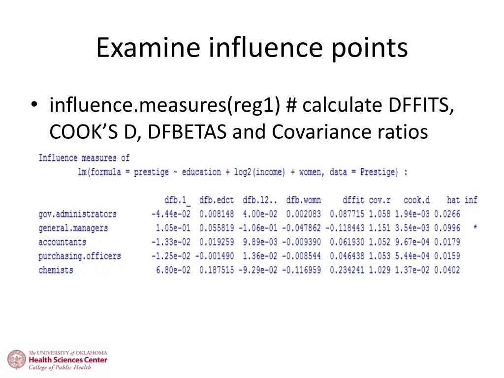 examine influence points