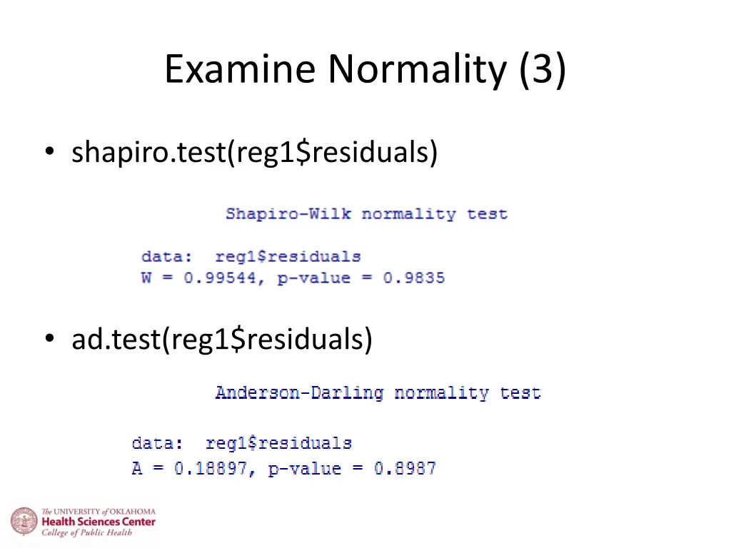 examine normality 3