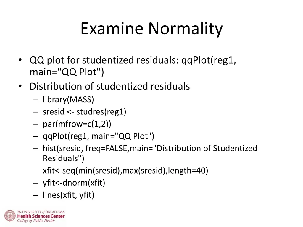 examine normality