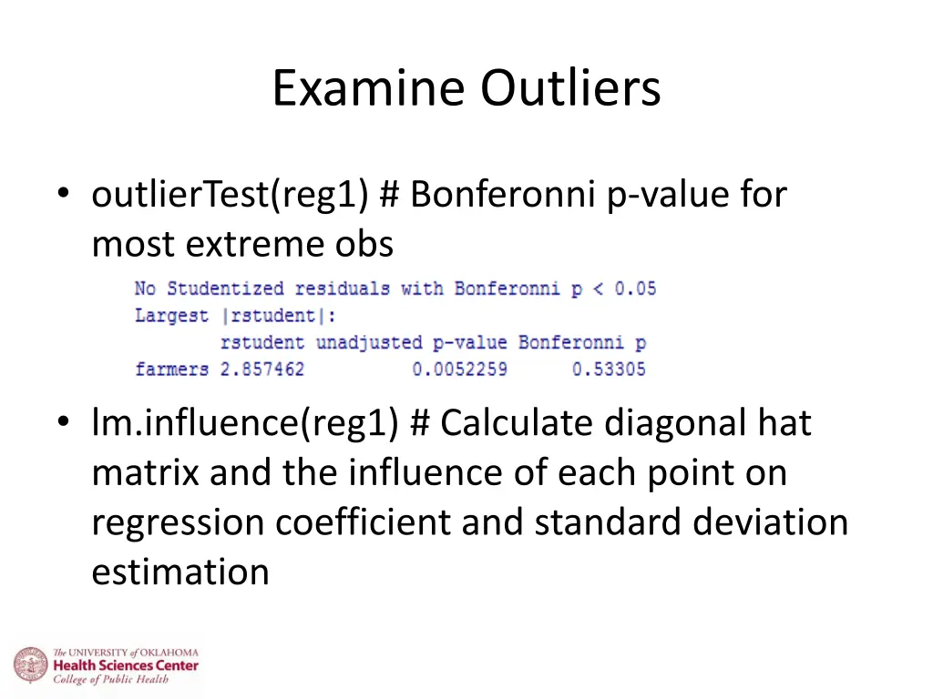 examine outliers