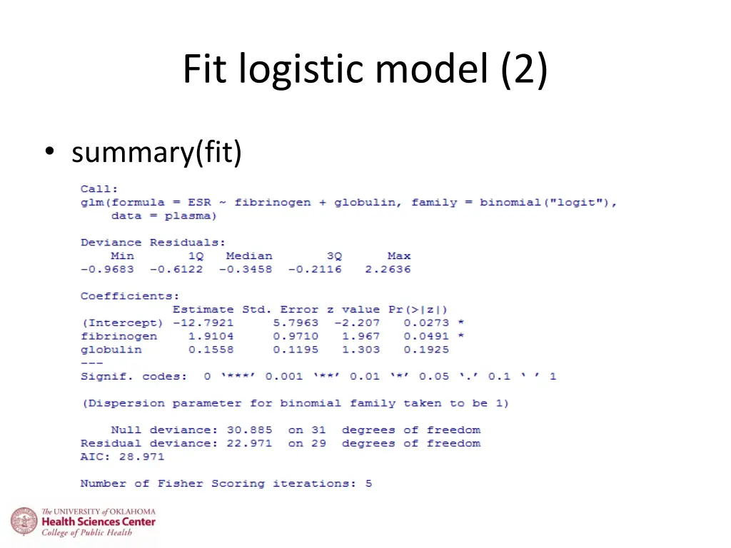 fit logistic model 2