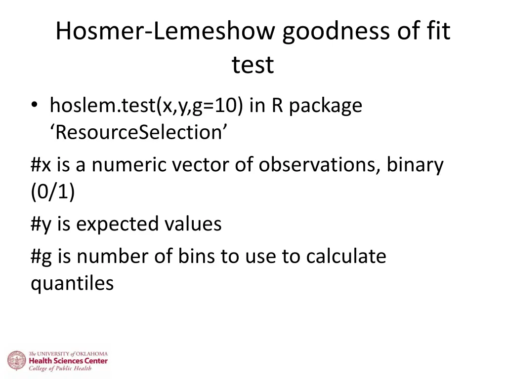 hosmer lemeshow goodness of fit test