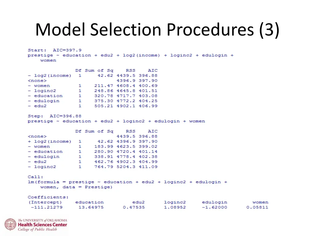 model selection procedures 3