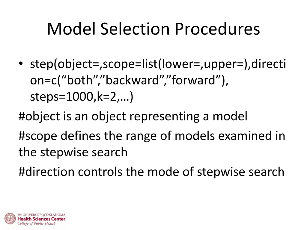 model selection procedures