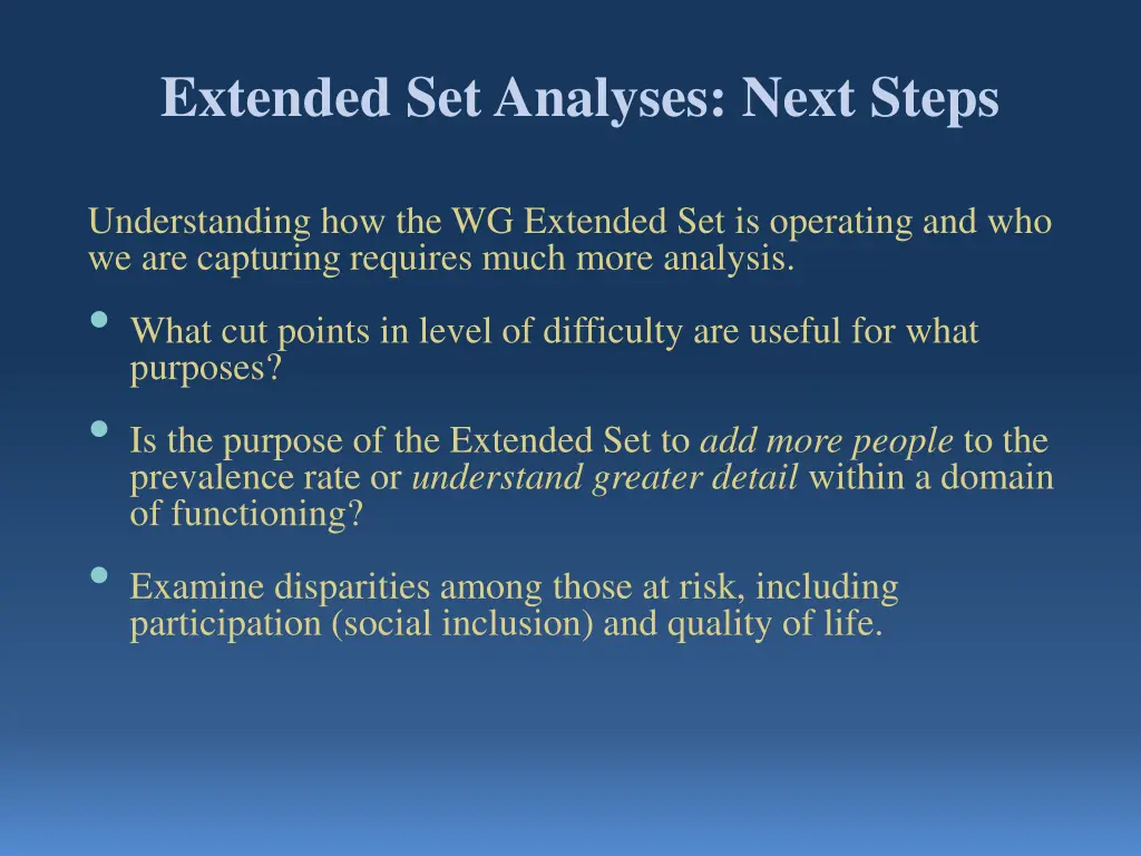 extended set analyses next steps 1