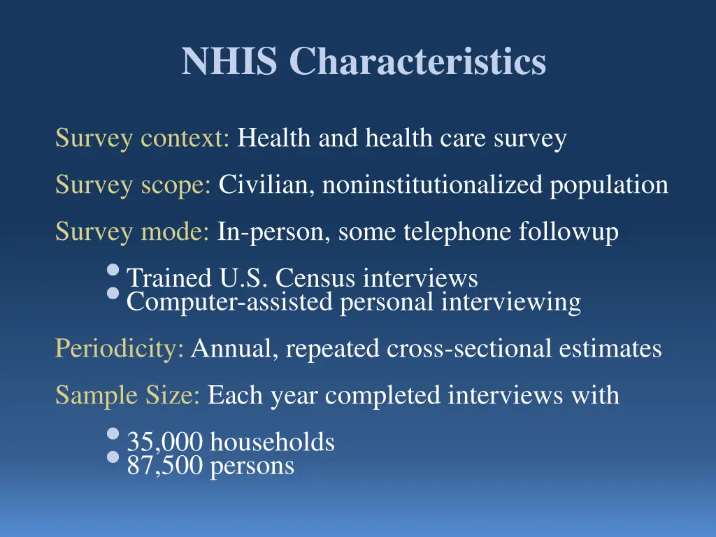 nhis characteristics