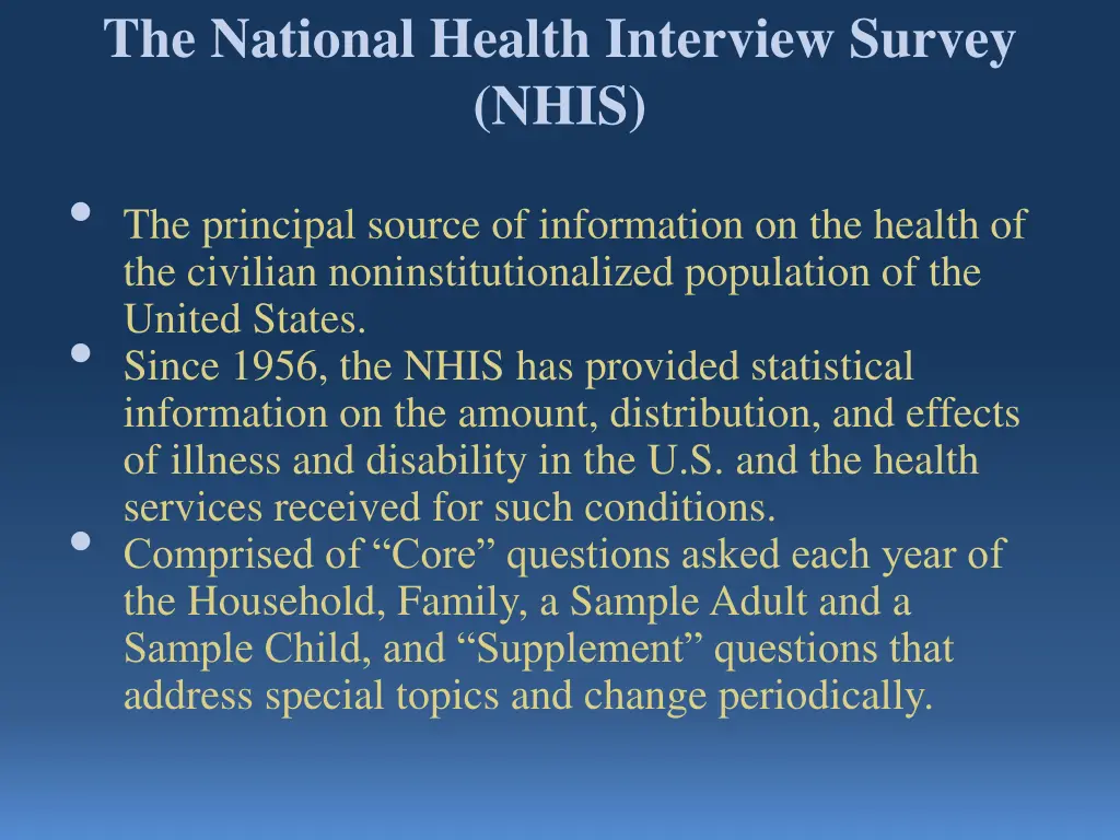 the national health interview survey nhis