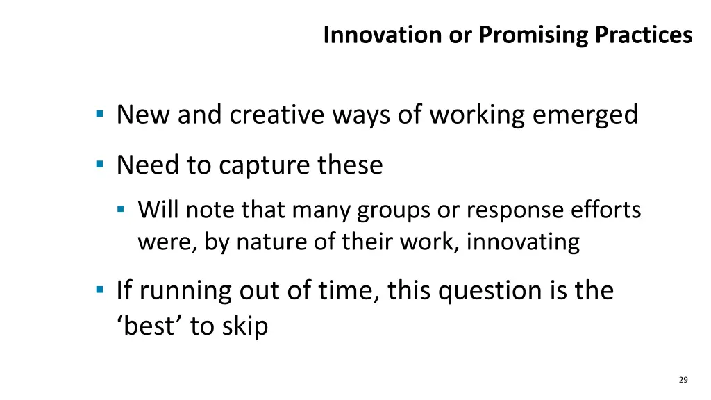 innovation or promising practices