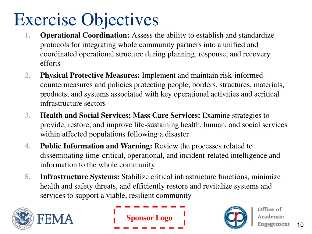 exercise objectives