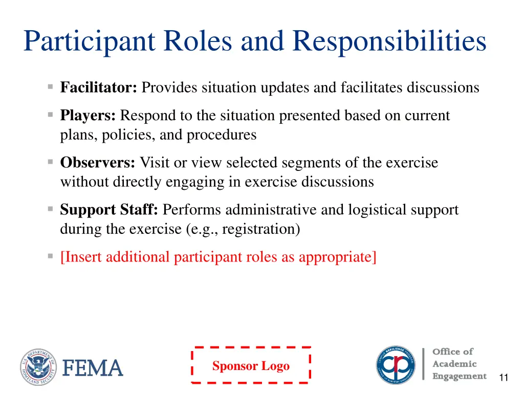 participant roles and responsibilities