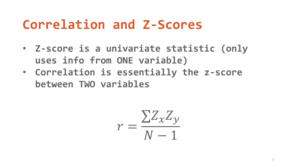 correlation and z scores