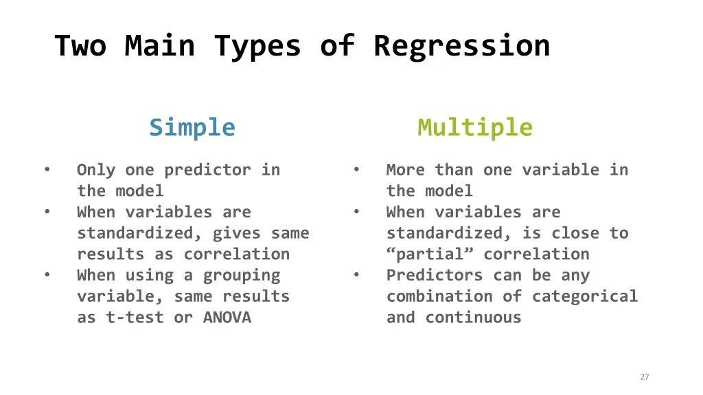 two main types of regression