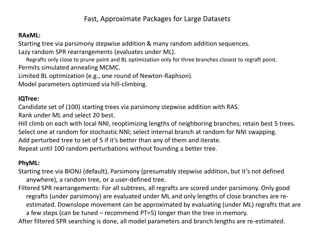 fast approximate packages for large datasets