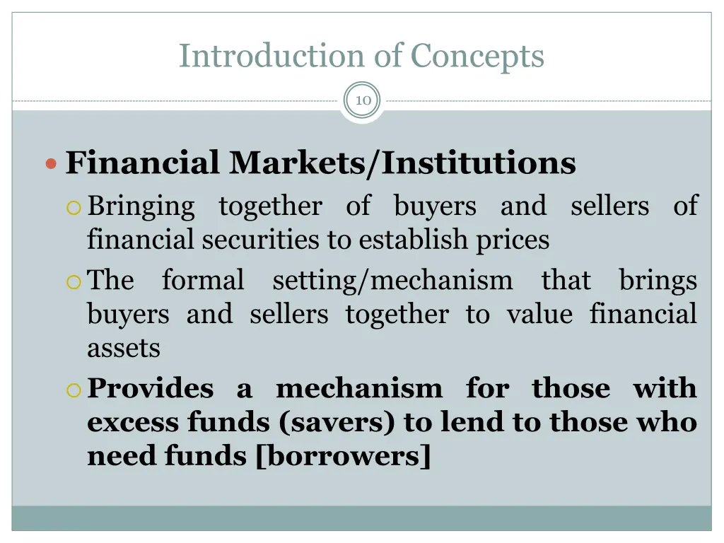 introduction of concepts