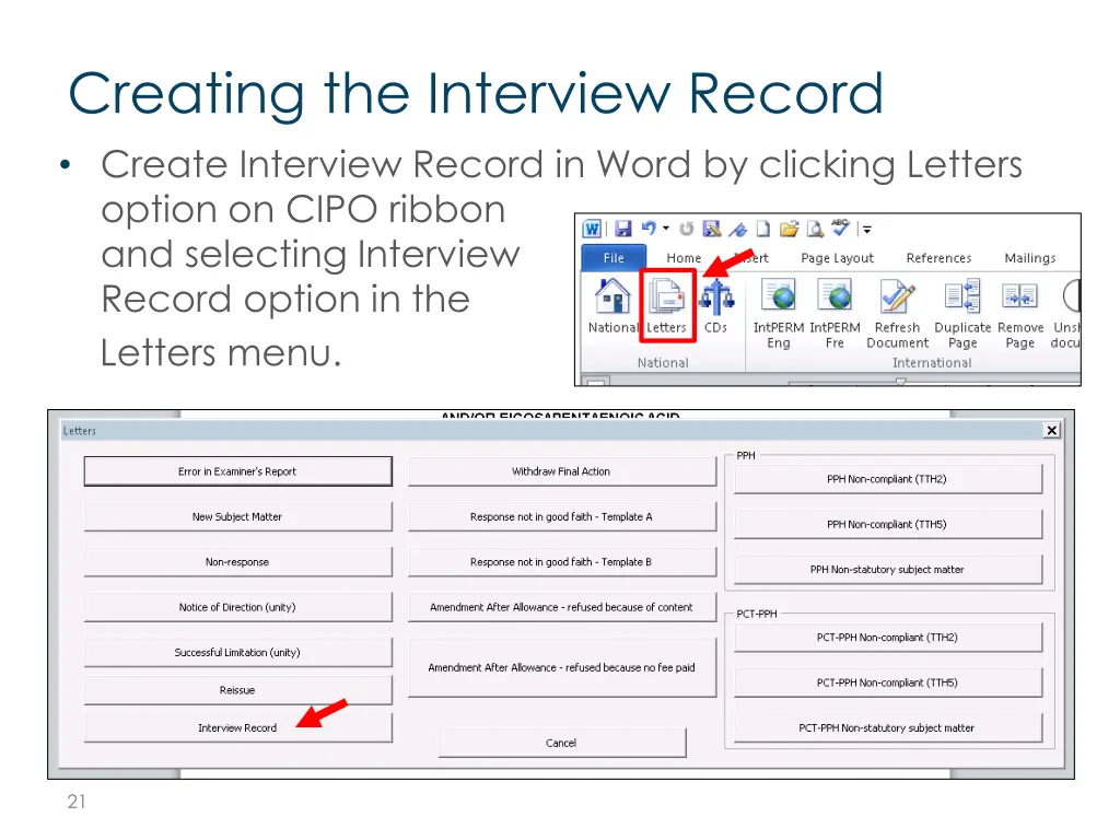 creating the interview record