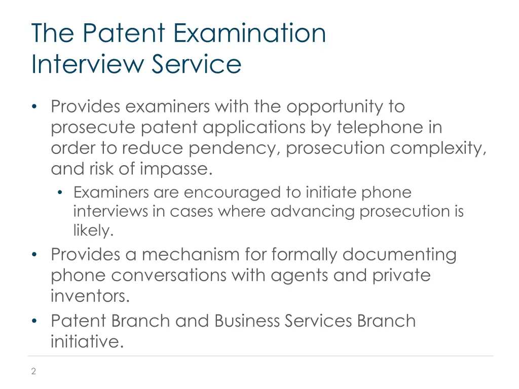 the patent examination interview service