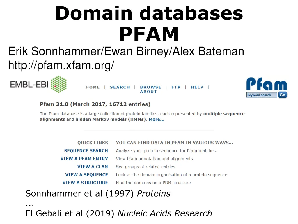 domain databases pfam erik sonnhammer ewan birney