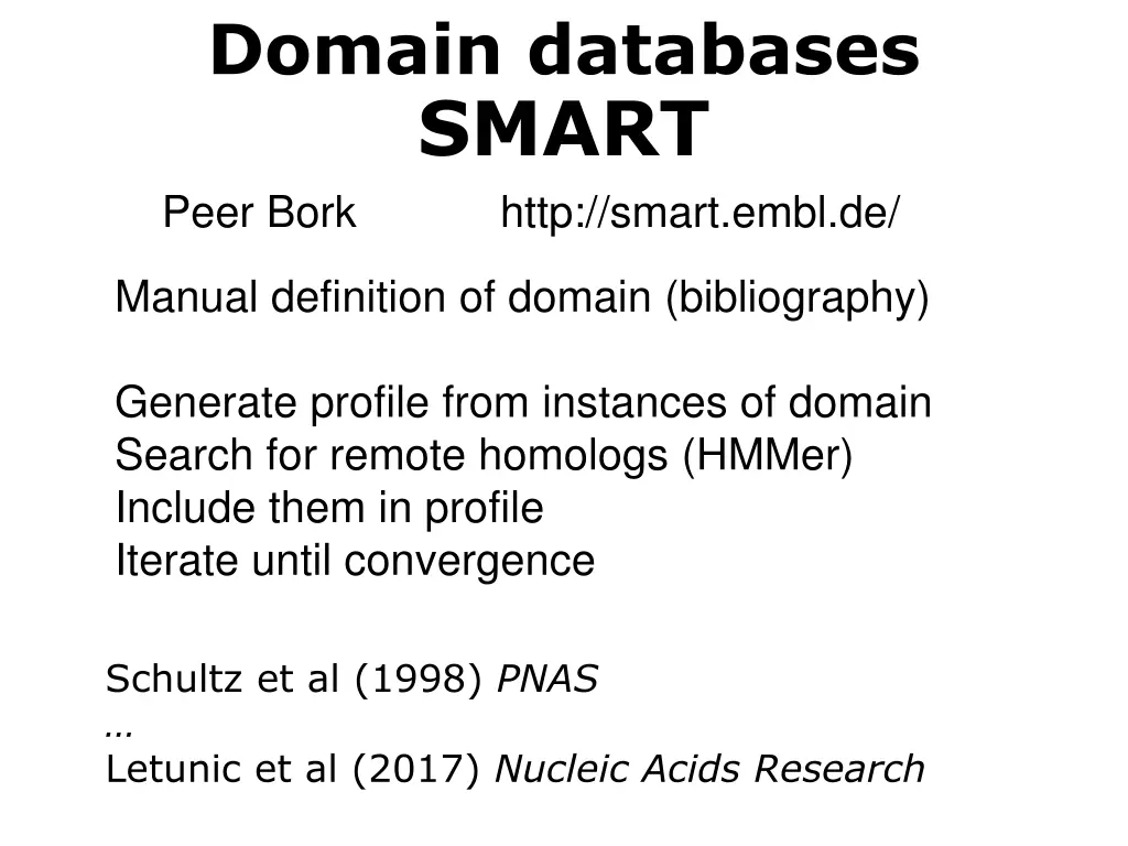 domain databases smart peer bork http smart embl