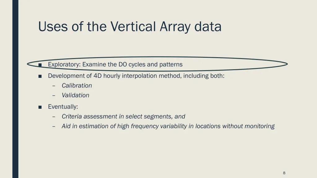 uses of the vertical array data 1