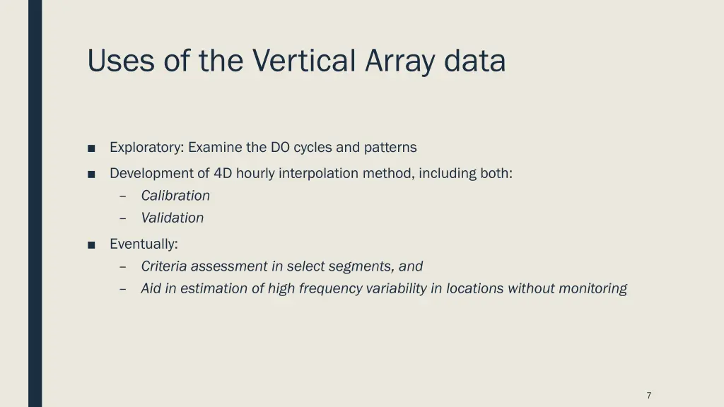 uses of the vertical array data