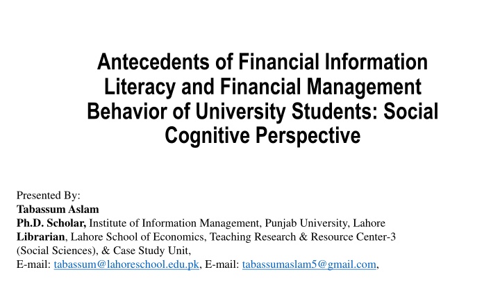 antecedents of financial information literacy