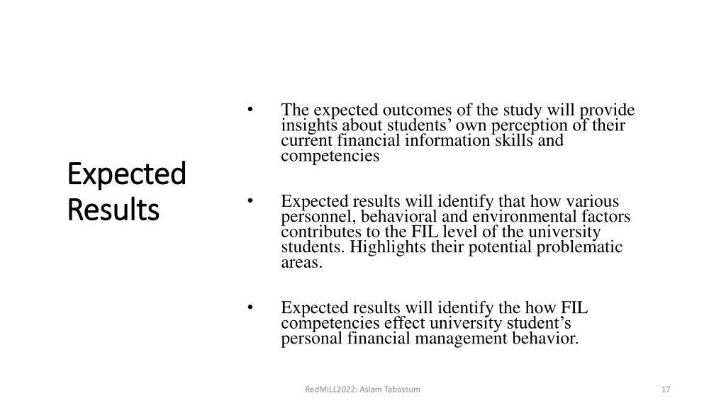 the expected outcomes of the study will provide