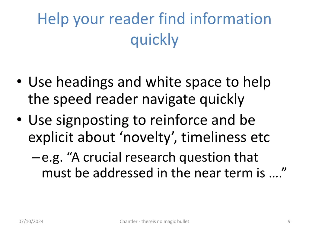 help your reader find information quickly